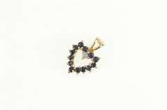 10K Yellow Gold Ruby Sapphire Diamond Reversible Heart Love Pendant