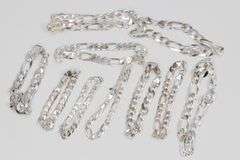 Sterling Silver - Italy Stamped - Super Flats - Curb / Figaro Mixed Lot - 10 Chain Bracelets - 6.7mm to 11.4mm Wide - 8 to 10 Inch