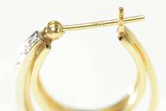 14K Yellow Gold Diamond Inset Layered Look Oval Hoop Earrings