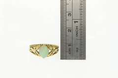 14K Yellow Gold Natural Opal Triquetra Rope Trim Vintage Ring