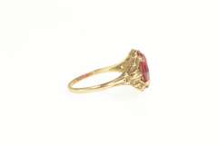 10K Yellow Gold 1930's Ornate Syn. Ruby Statement Ring
