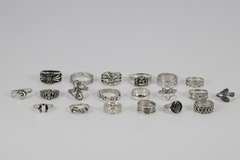 Sterling Silver Curated Ring Assortment Various Sizes & Styles (20 Ring Lot)