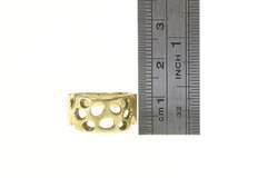 14K Yellow Gold Squared Retro Geometric Pierced Swiss Cheese Ring
