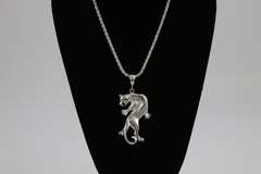.925 Italian Sterling Silver 4mm Diamond Cut Rope Chain 20" w/Leopard Pendant