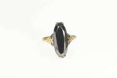14K Yellow Gold Victorian Ornate Oval Hematite Statement Ring