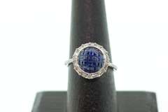 18k White Gold Gigantic Sapphire Cluster Semi-Sphere with Diamond edges and side stones