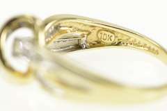 10K Yellow Gold Two Tone Diamond Layered Look Freeform Ring