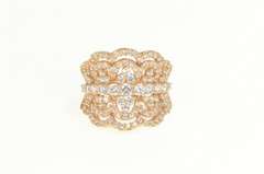 Sterling Silver Elaborate Scalloped CZ Encrusted Statement Ring