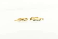 14K Yellow Gold Diamond Inset Layered Look Oval Hoop Earrings
