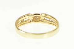14K Yellow Gold Diamond Three Stone Simple Wedding Band Ring