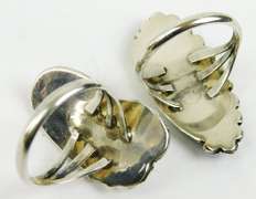 2 Navajo Sterling Mother of Pearl Rings, Sz 9.5