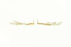 14K Yellow Gold Blister Pearl Fringe Dangle Chain Statement Earrings