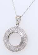 Pleasing White Gold Pave open Circle Pendant on Chain