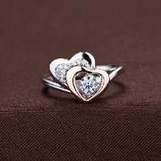 Our hearts Two tone Sterling Silver ring in dancing stone