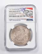 Mint Error MS62 1921 Morgan Silver Dollar REV Struck Thru Anniv NGC