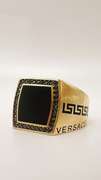 Men's 14kt Solid Yellow Gold, Onyx, & CZ  VERSACE Ring