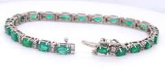 Lavish White Gold oval Emerald and RBC Diamond Bracelet