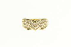 10K Yellow Gold 0.36 Ctw Diamond Chevron Statement Band Ring