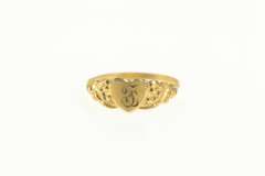 10K Yellow Gold F E Monogram Cursive Initial Heart Child Baby Ring