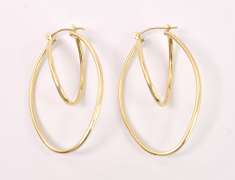 Distinct Double Hoop Earrings in 14K Yellow Gold