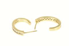 14K Yellow Gold 0.30 Ctw Diamond Oval Semi Hoop Earrings