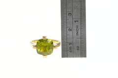 14K Yellow Gold Cushion Peridot Garnet Solitaire Cocktail Ring