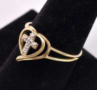 Lovely Diamond Cross Ring in Yellow Gold