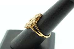Striking 18kt Yellow Gold Marquise Shaped Cluster Diamond Ring