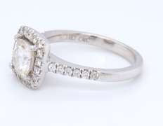 Dazzling White Gold Moissanite Engagement Ring Set