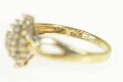 10K Yellow Gold 0.25 Ctw Marquise Diamond Cluster Statement Ring