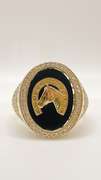 Men's 14kt Solid Yellow Gold, Onyx & CZ Ring