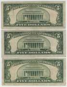3 Nice and collectible Series of 1928 $5 Red Seal Notes