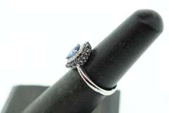 Gorgeous Aquatic Teardrop Sapphire Ring with 18k White Gold and Diamonds