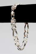 .925 Sterling Silver 13mm 3+1 Figaro Bracelet 10 Inches