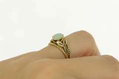 14K Yellow Gold Natural Opal Triquetra Rope Trim Vintage Ring
