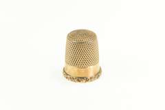 10K Yellow Gold Victorian Ornate Scroll Size 9 Thimble Sewing Tool