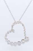 Dazzling White Gold Graduated Diamond Heart Shaped Pendant on Chain