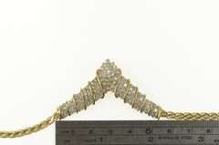 10K Yellow Gold 2.50 Ctw Chevron Diamond Cluster Statement Necklace