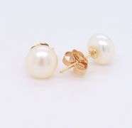 Fancy Yellow Gold 6mm Pearl Stud Earrings