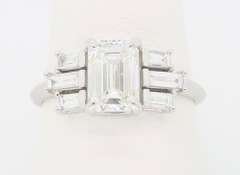 Certified 1.55CTW Emerald Cut Diamond Engagement Ring