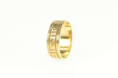 18K Yellow Gold 1950's 6.4mm Floral Pattern Statement Band Ring