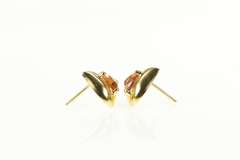 14K Yellow Gold Trillion Citrine Solitaire Scalloped Stud Earrings