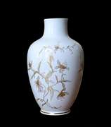 Vintage Reichenbach White Porcelain Vase With Gold Floral Trim,  Made in East Germany