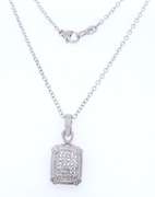 Judith Ripka White Sapphire Pave Square Pendant on Chain