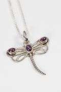 Sterling Silver Star Ruby Dragonfly Gemstone Pendant