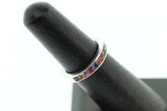 Vivid 18kt White Gold Multi-Colored Saphire Band