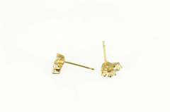 14K Yellow Gold Marquise CZ Flower Cluster Stud Earrings