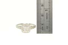 14K White Gold 0.69 Ctw Invis. Princess Halo Engagement Ring