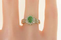 14K Yellow Gold 0.94 Ctw Emerald Diamond Halo Engagement Ring