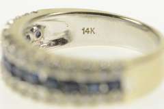 14K White Gold 1.80 Ctw Sapphire Diamond Wedding Band Ring